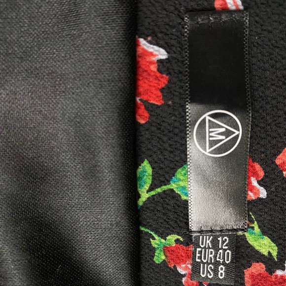 Missguided Floral Midi Dress Black Red Size 8 - Picture 6 of 8